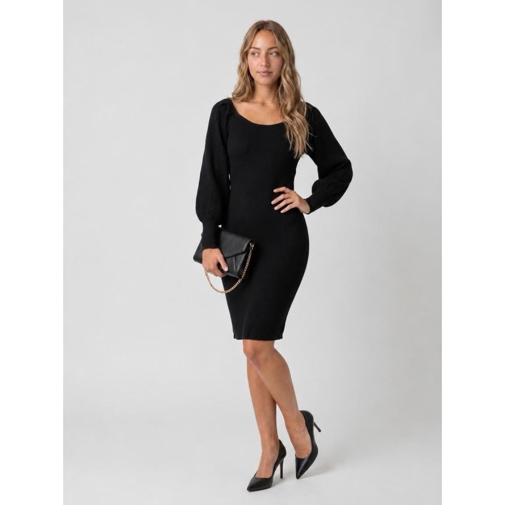 NWT Tahari Black Knit Ribbed Sweater Dress / Size XS / MSRP $88 / NEVER WORN